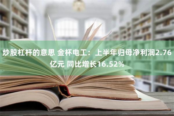 炒股杠杆的意思 金杯电工：上半年归母净利润2.76亿元 同比增长16.52%