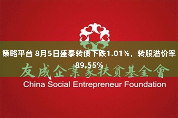 策略平台 8月5日盛泰转债下跌1.01%，转股溢价率89.55%