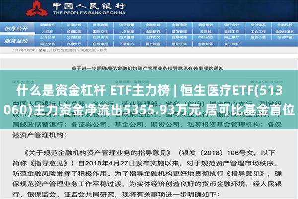 什么是资金杠杆 ETF主力榜 | 恒生医疗ETF(513060)主力资金净流出5355.93万元 居可比基金首位