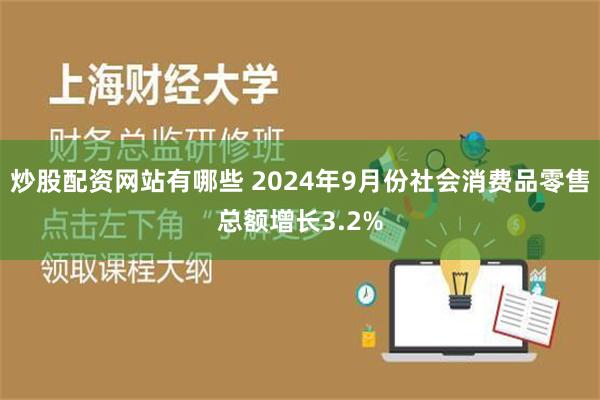 炒股配资网站有哪些 2024年9月份社会消费品零售总额增长3.2%