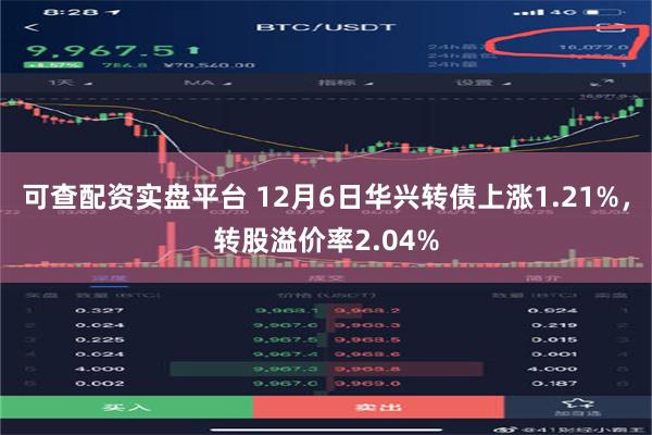 可查配资实盘平台 12月6日华兴转债上涨1.21%，转股溢价